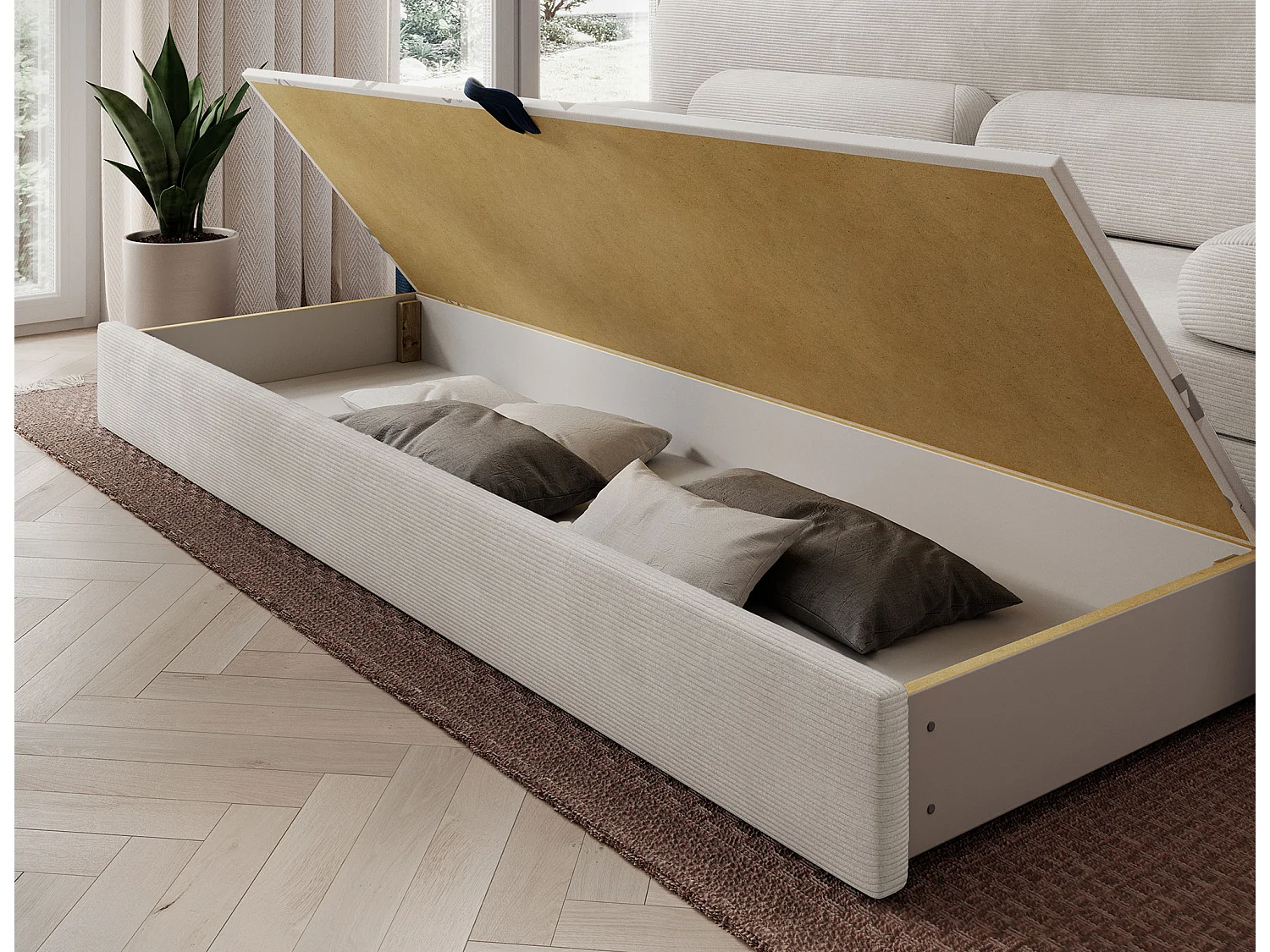 Canapé convertible BELOZE – Design moderne & fonctionnalité premium-Beige clair