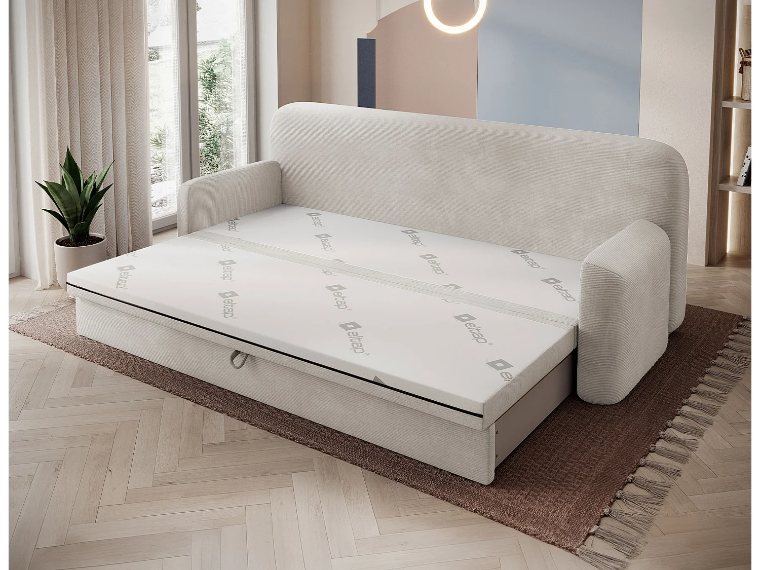 Canapé convertible BELOZE – Design moderne & fonctionnalité premium-Beige clair