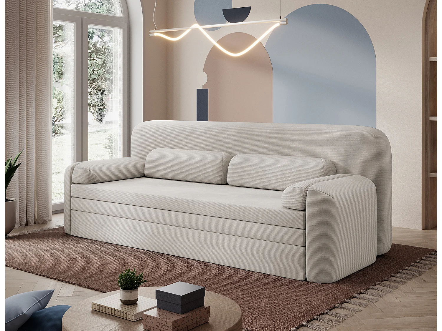 Canapé convertible BELOZE – Design moderne & fonctionnalité premium-Beige clair