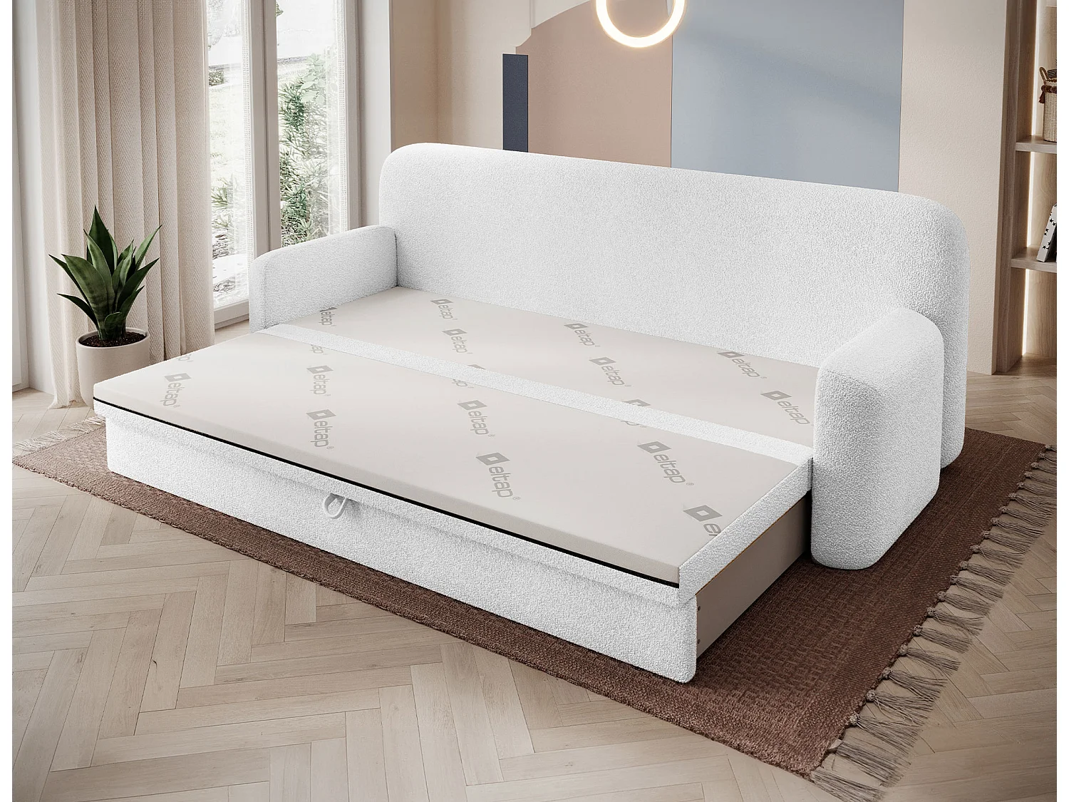 Canapé convertible BELOZE – Design moderne & fonctionnalité premium-Blanc