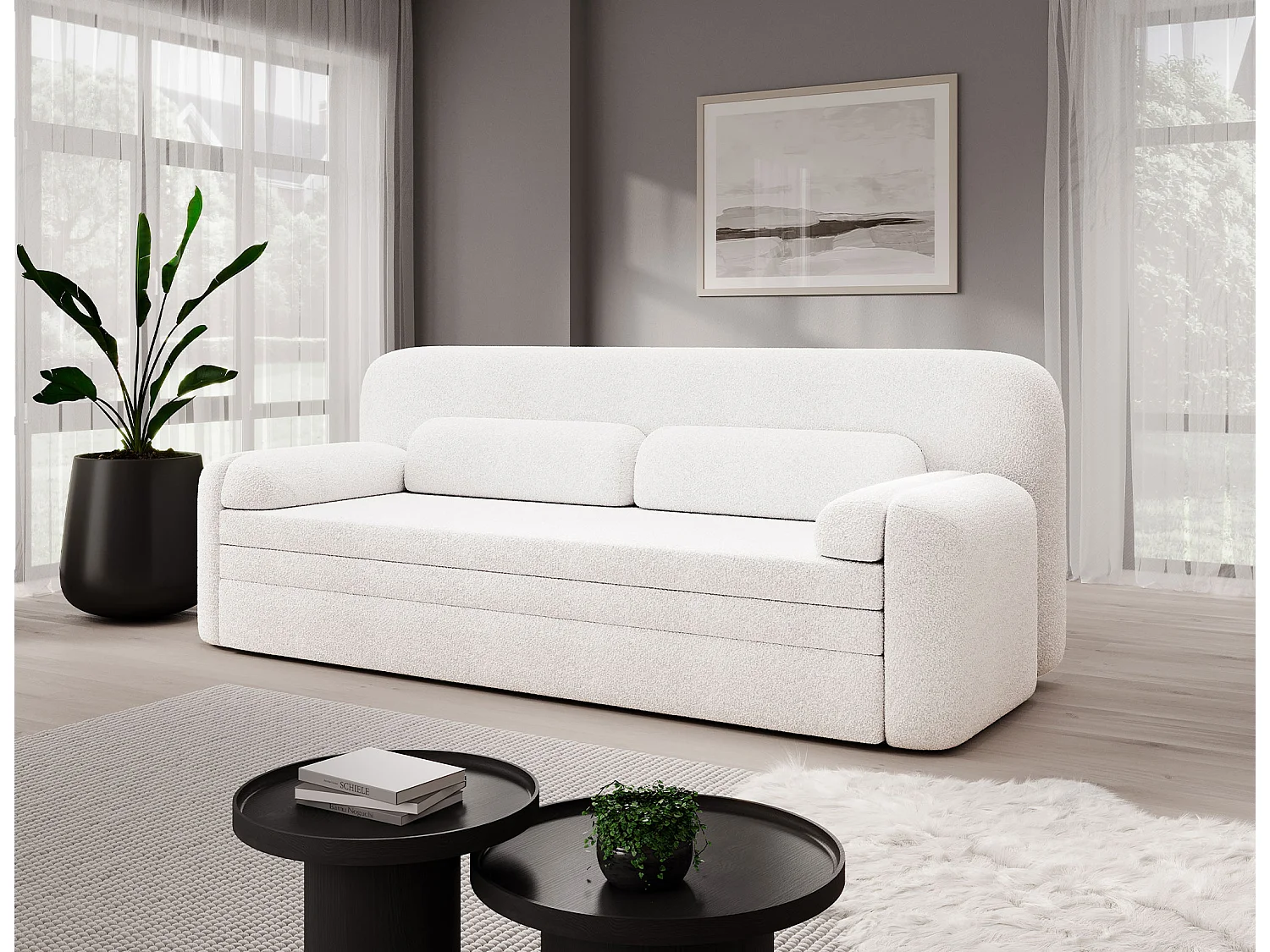 Canapé convertible BELOZE – Design moderne & fonctionnalité premium-Blanc