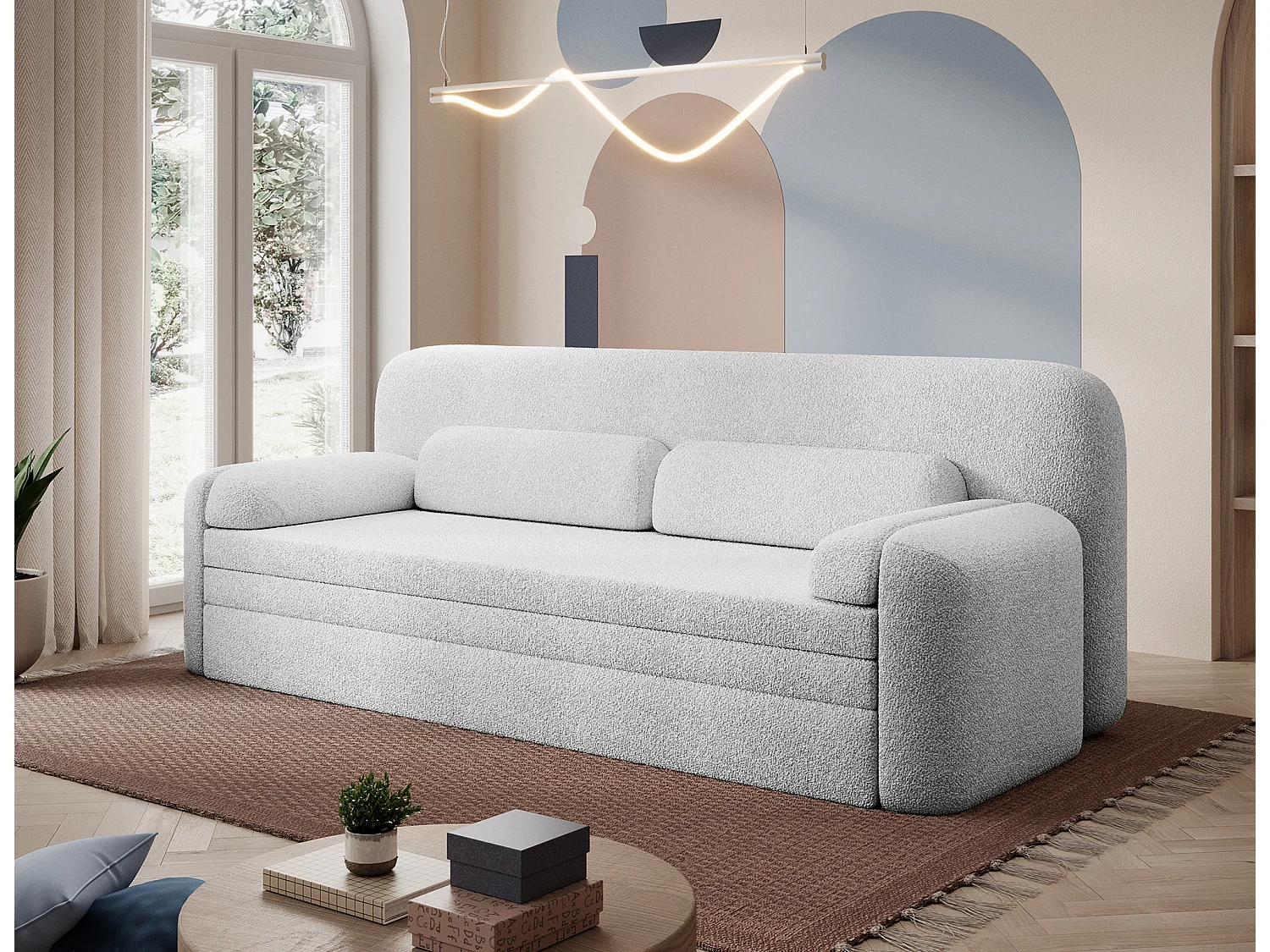 Canapé convertible BELOZE – Design moderne & fonctionnalité premium-Blanc