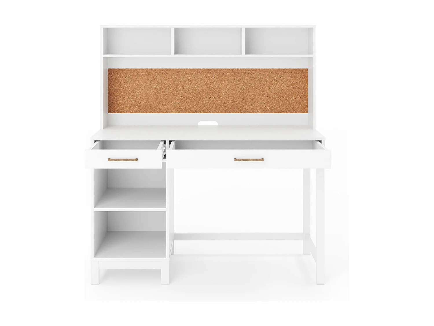 Bureau 2 tiroirs avec sur meuble  panneaux de fibres blanc TRAVIS