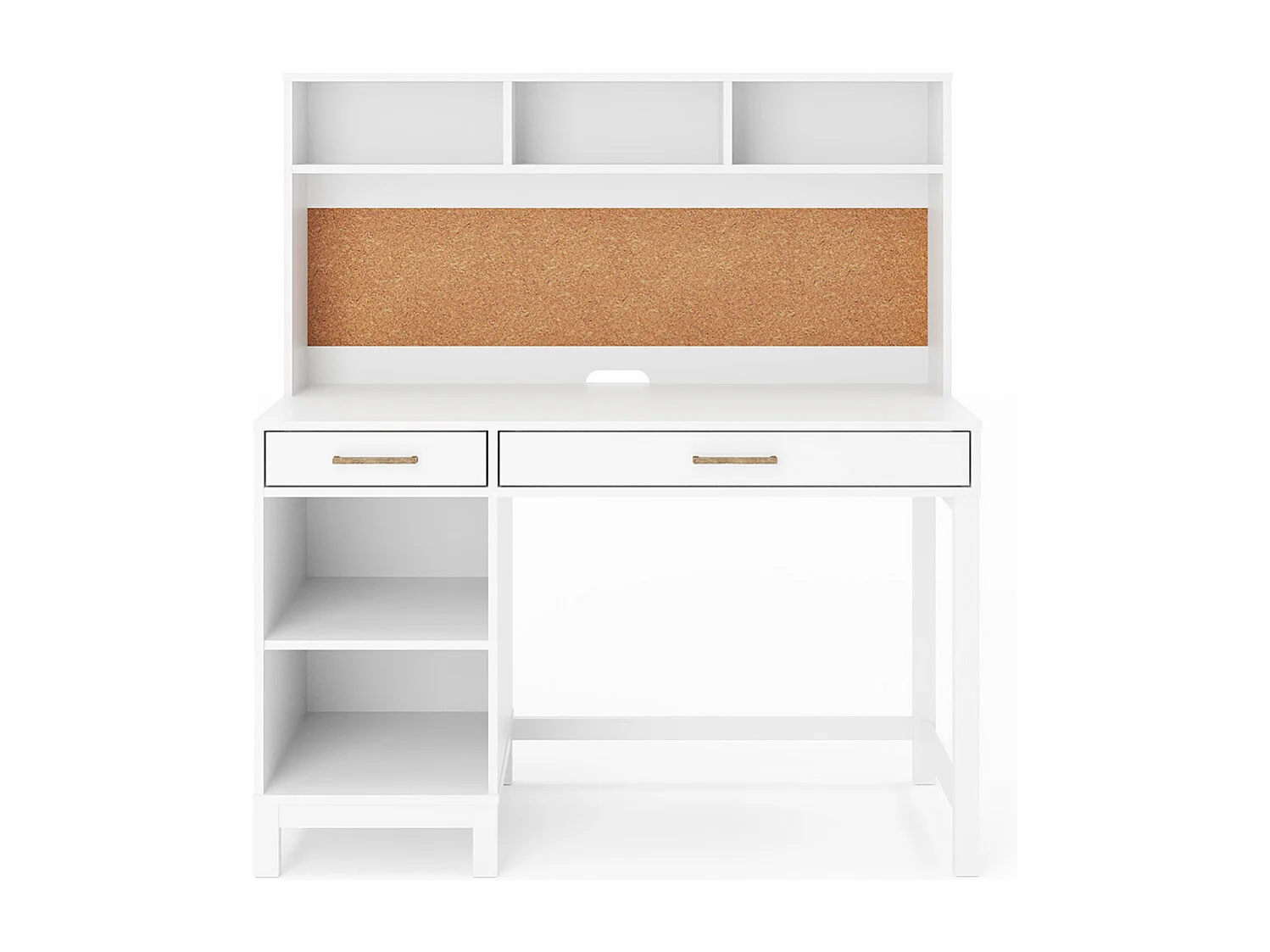 Bureau 2 tiroirs avec sur meuble  panneaux de fibres blanc TRAVIS