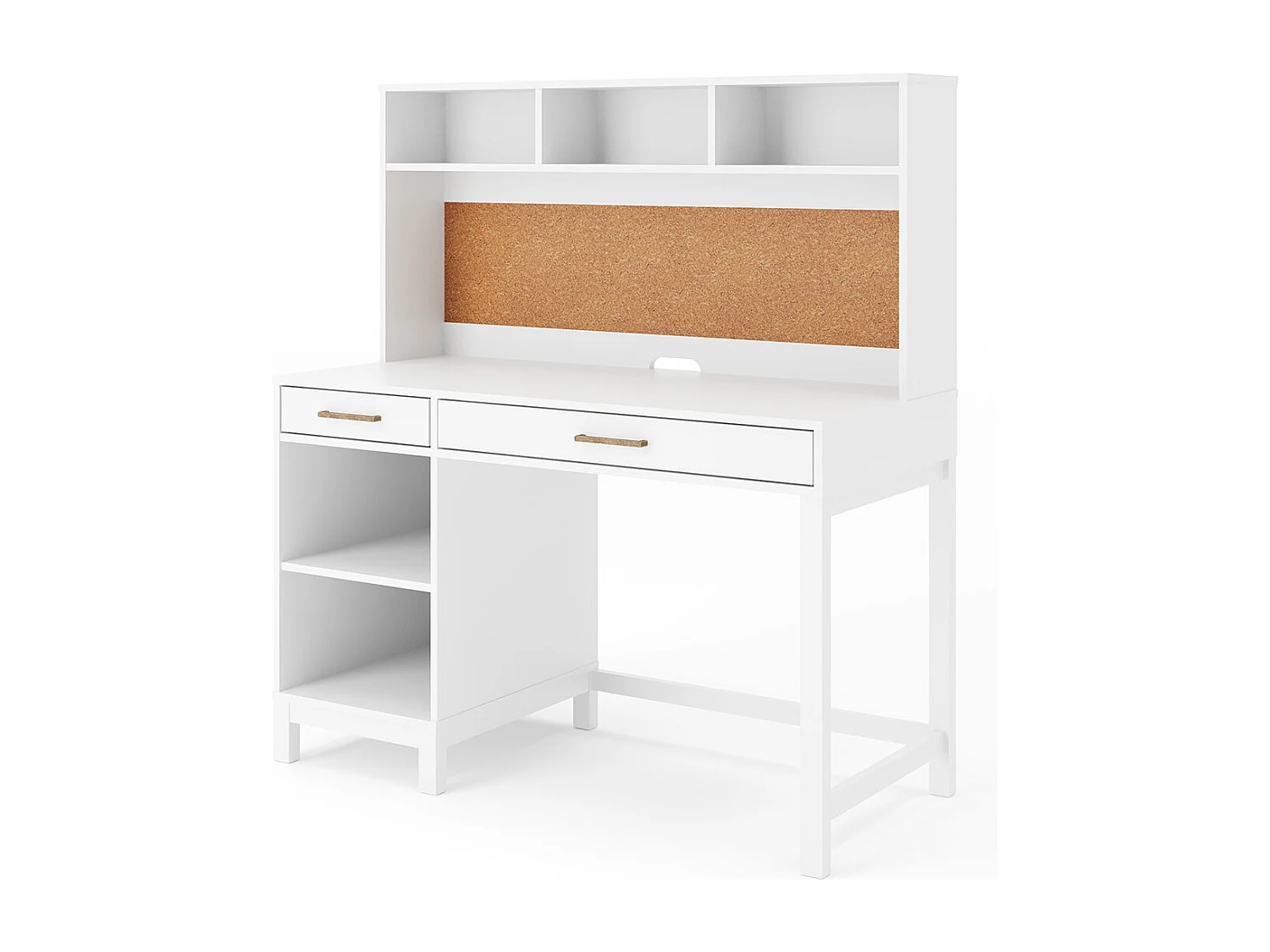 Bureau 2 tiroirs avec sur meuble  panneaux de fibres blanc TRAVIS