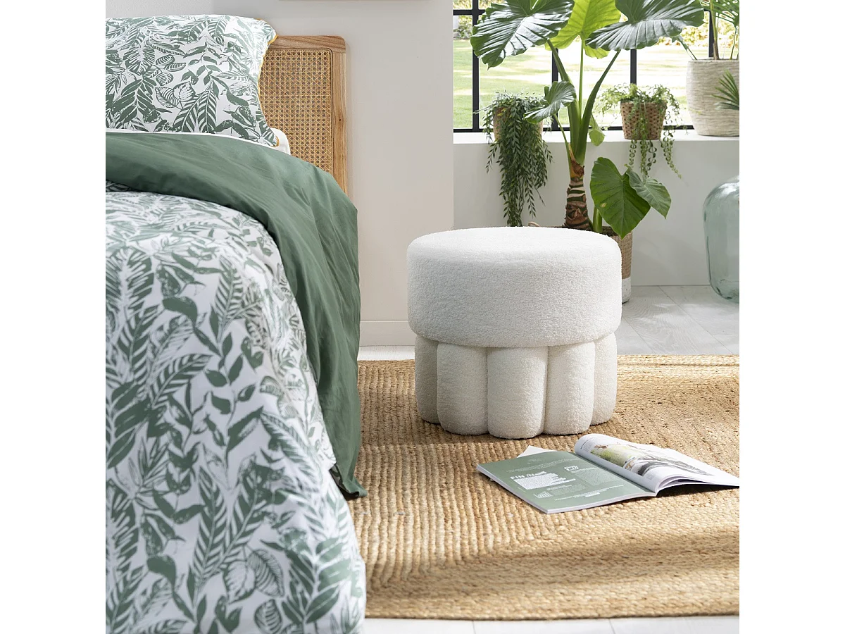 Pouf déco en tissu bouclette