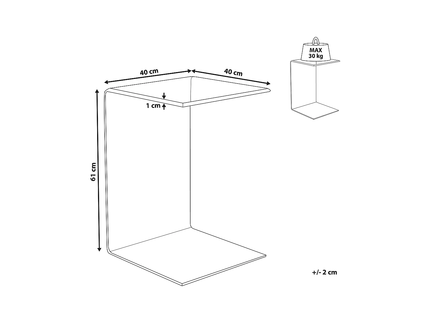 Beistelltisch LOURDES Sicherheitsglas Schwarz