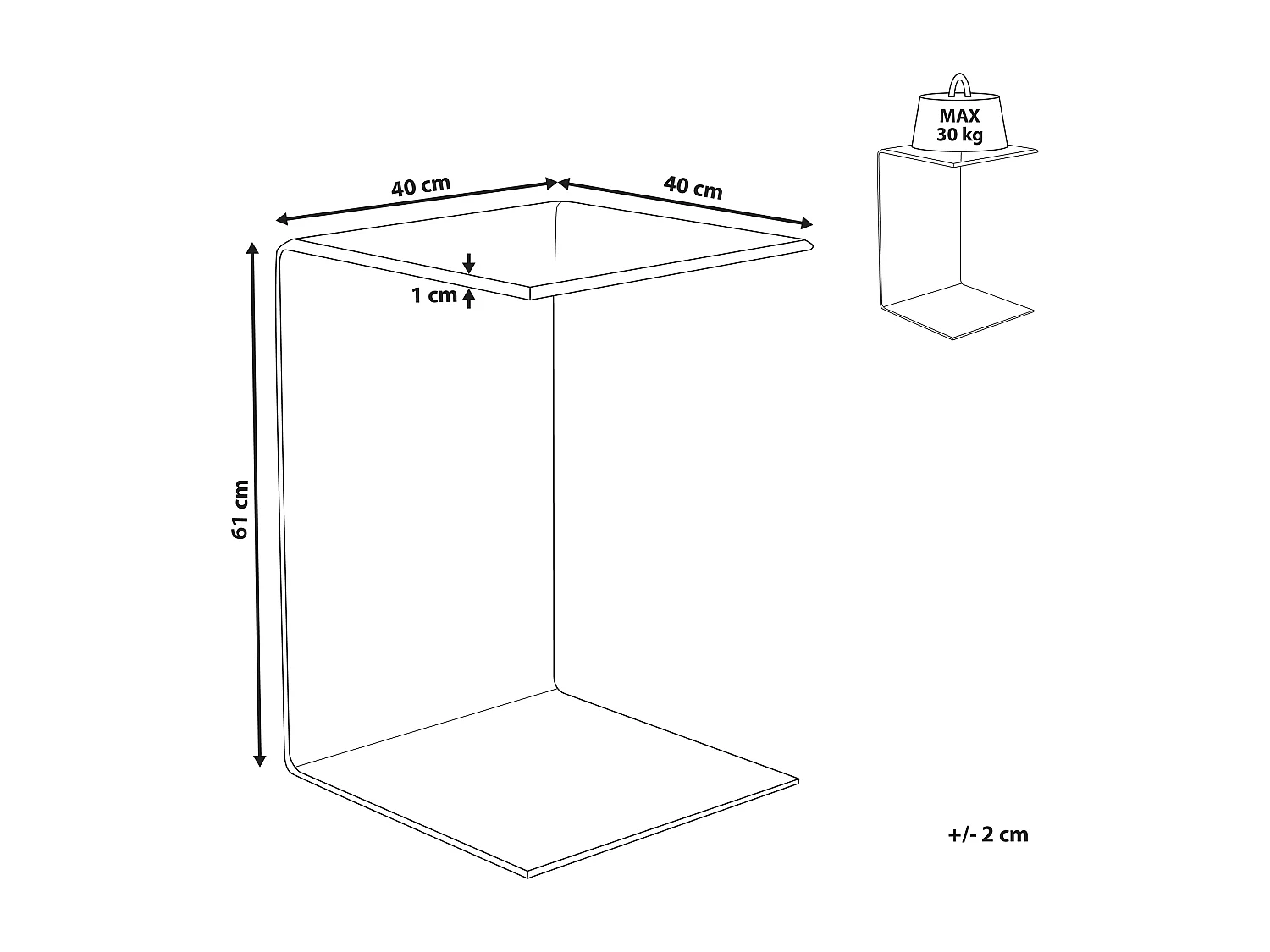 Bijzettafel LOURDES Veiligheidsglas Zwart