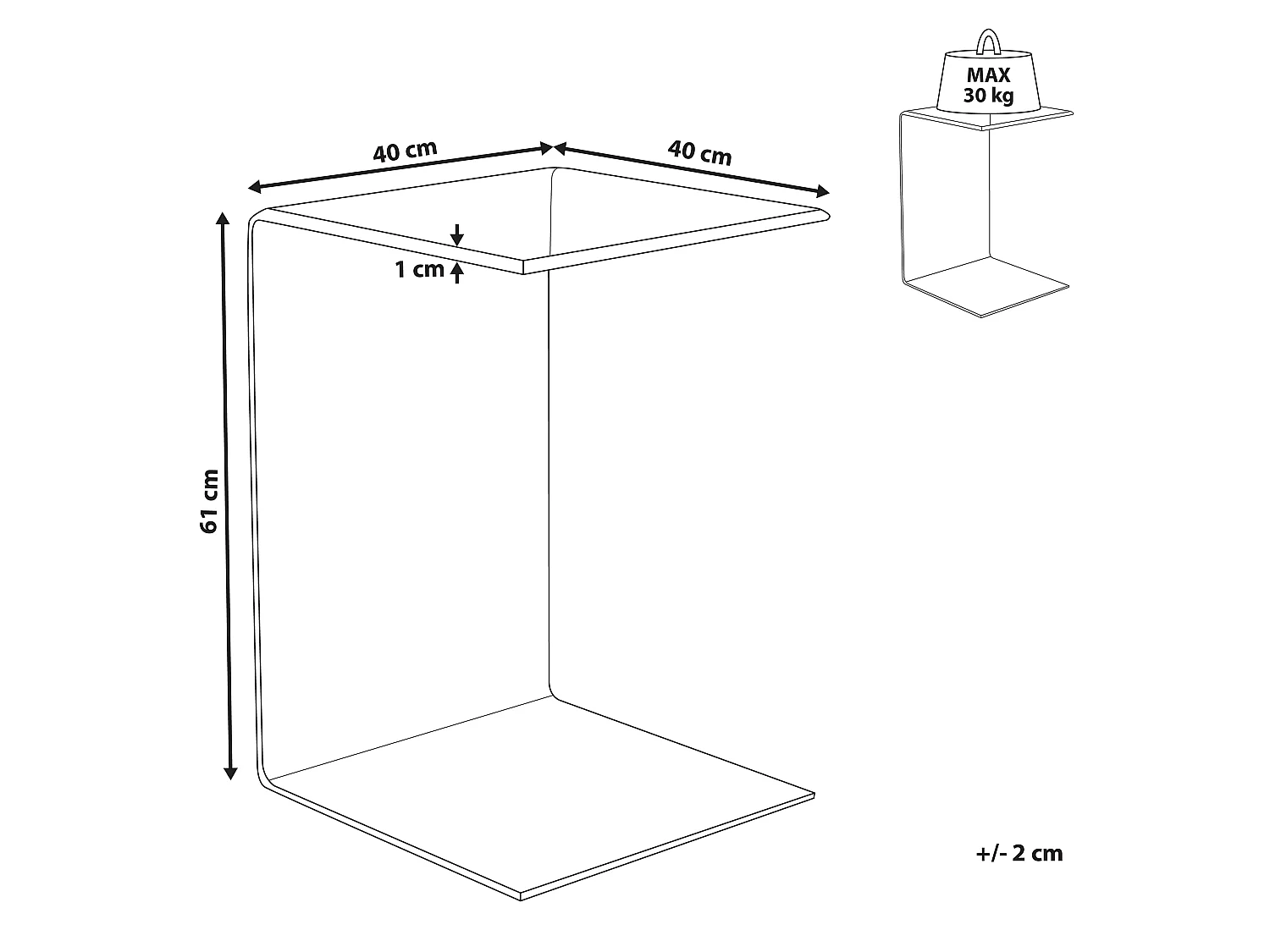 Beistelltisch LOURDES Sicherheitsglas Schwarz