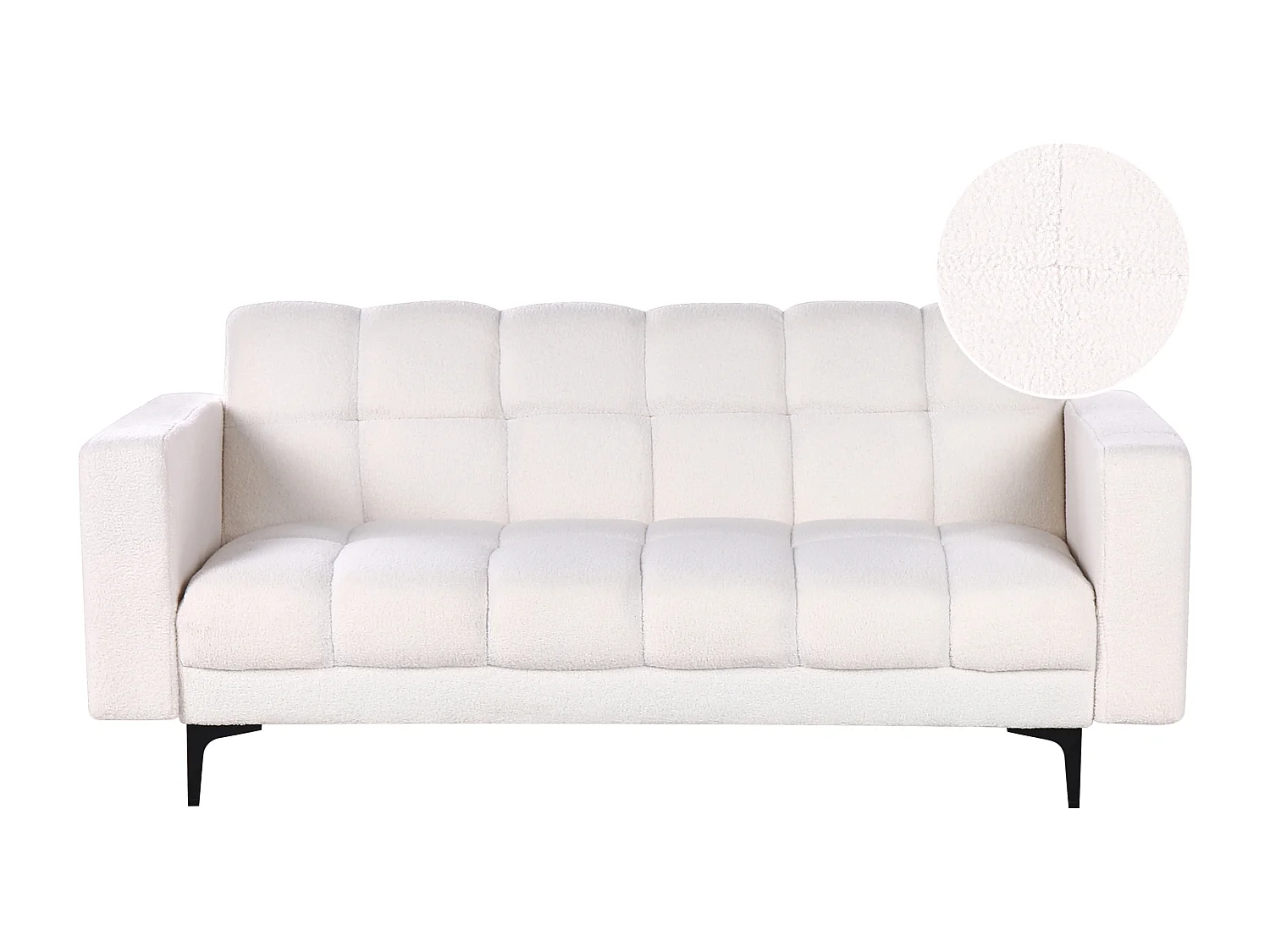 Sofá-cama ALNES Bouclé Branco 3 lugares