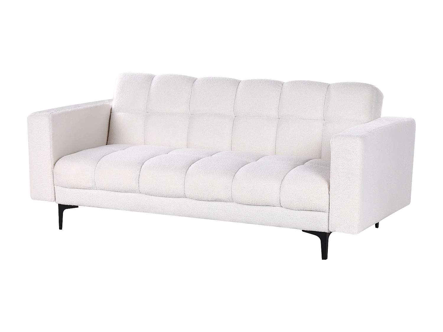 Sofá-cama ALNES Bouclé Branco 3 lugares