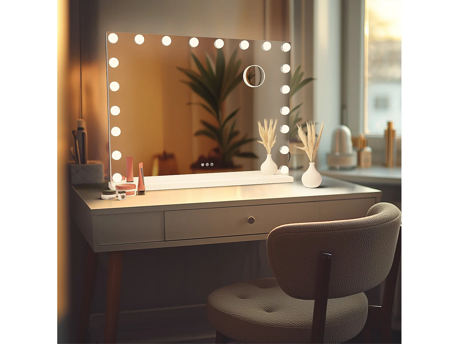 Miroir Led de Maquillage - Métal - Blanc - Norlina