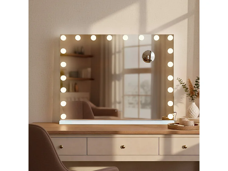 Miroir Led de Maquillage - Métal - Blanc - Norlina