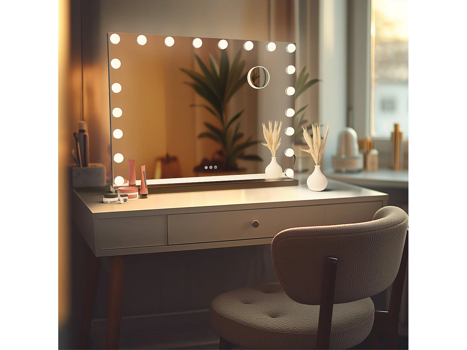 Miroir Led de Maquillage - Métal - Noir - Norlina
