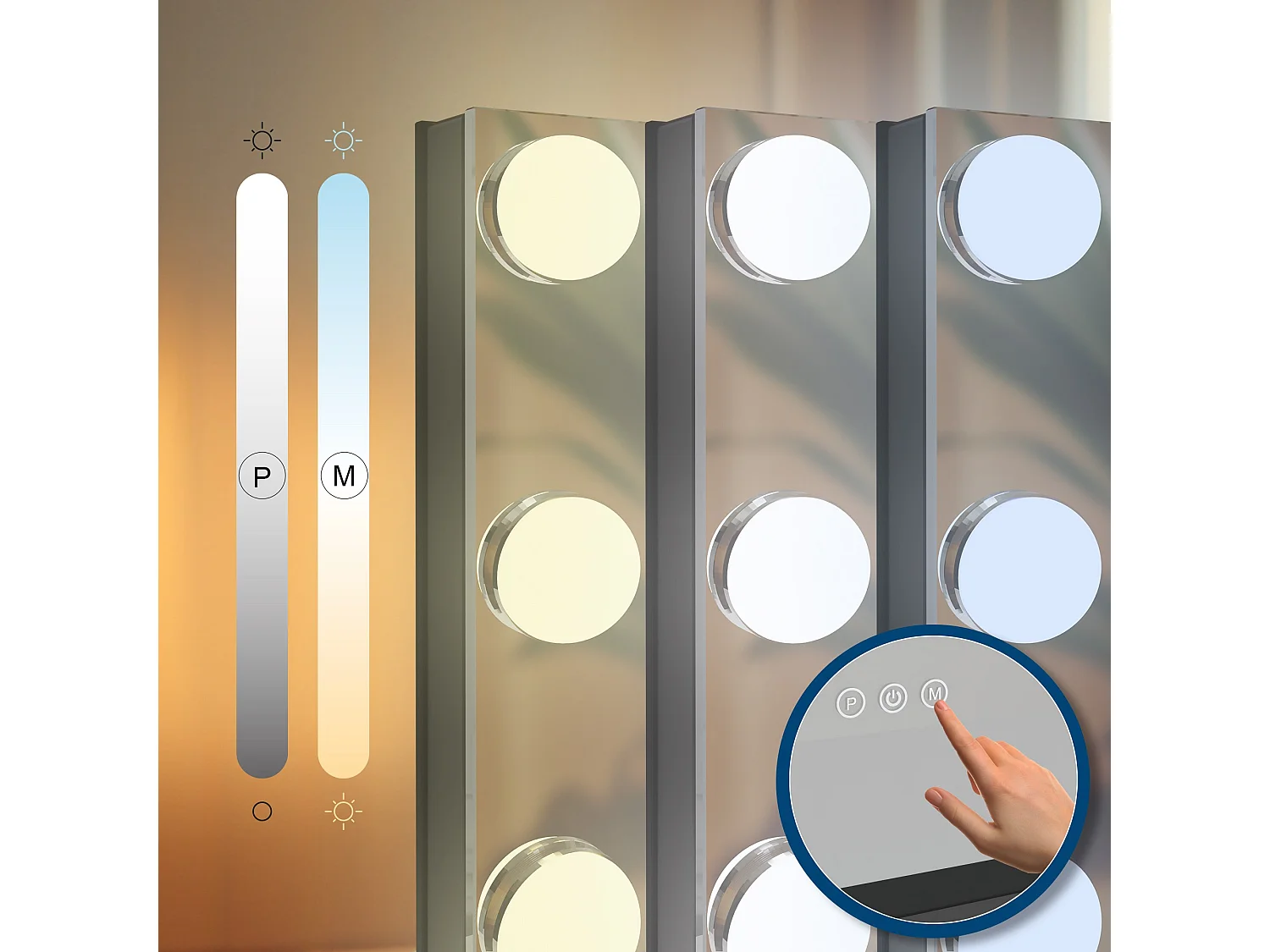 Miroir Led de Maquillage - Métal - Noir - Norlina