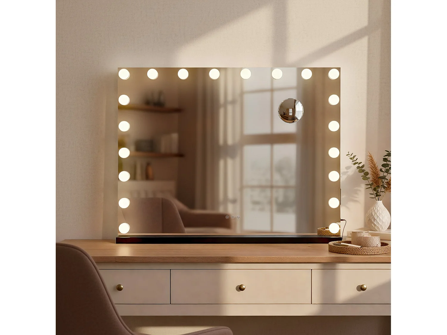 Miroir Led de Maquillage - Métal - Noir - Norlina