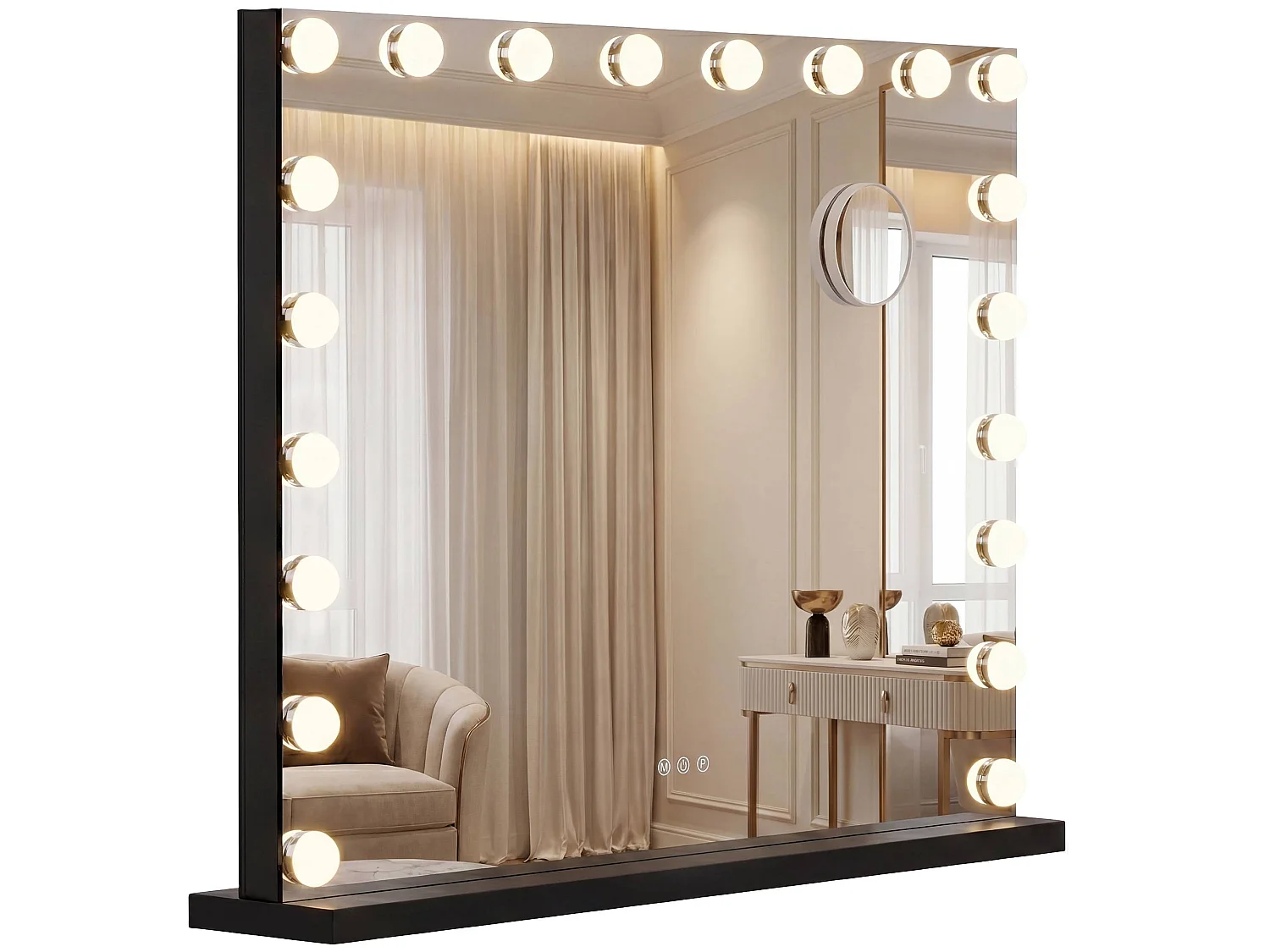 Miroir Led de Maquillage - Métal - Noir - Norlina