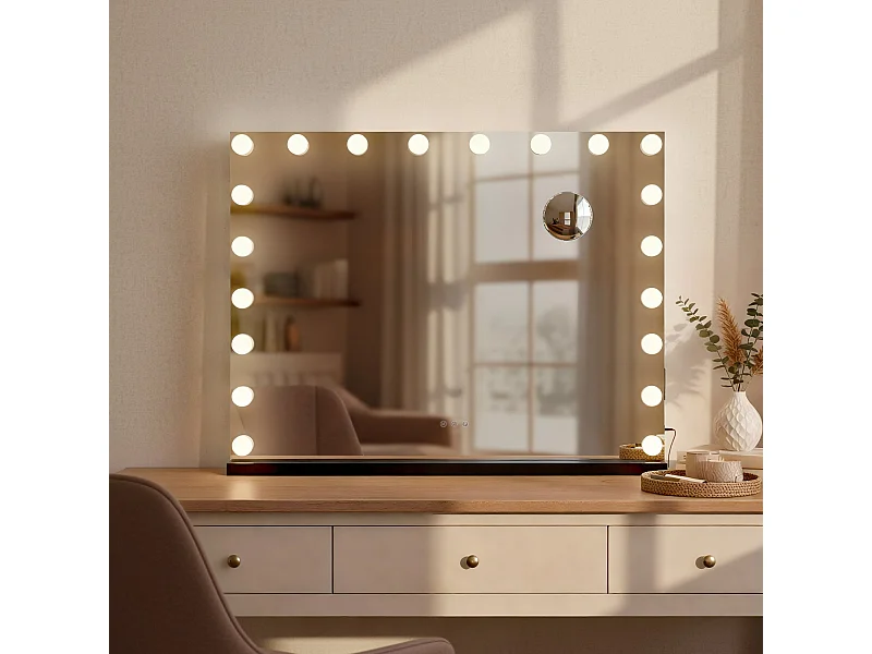 Miroir Led de Maquillage - Métal - Noir - Norlina