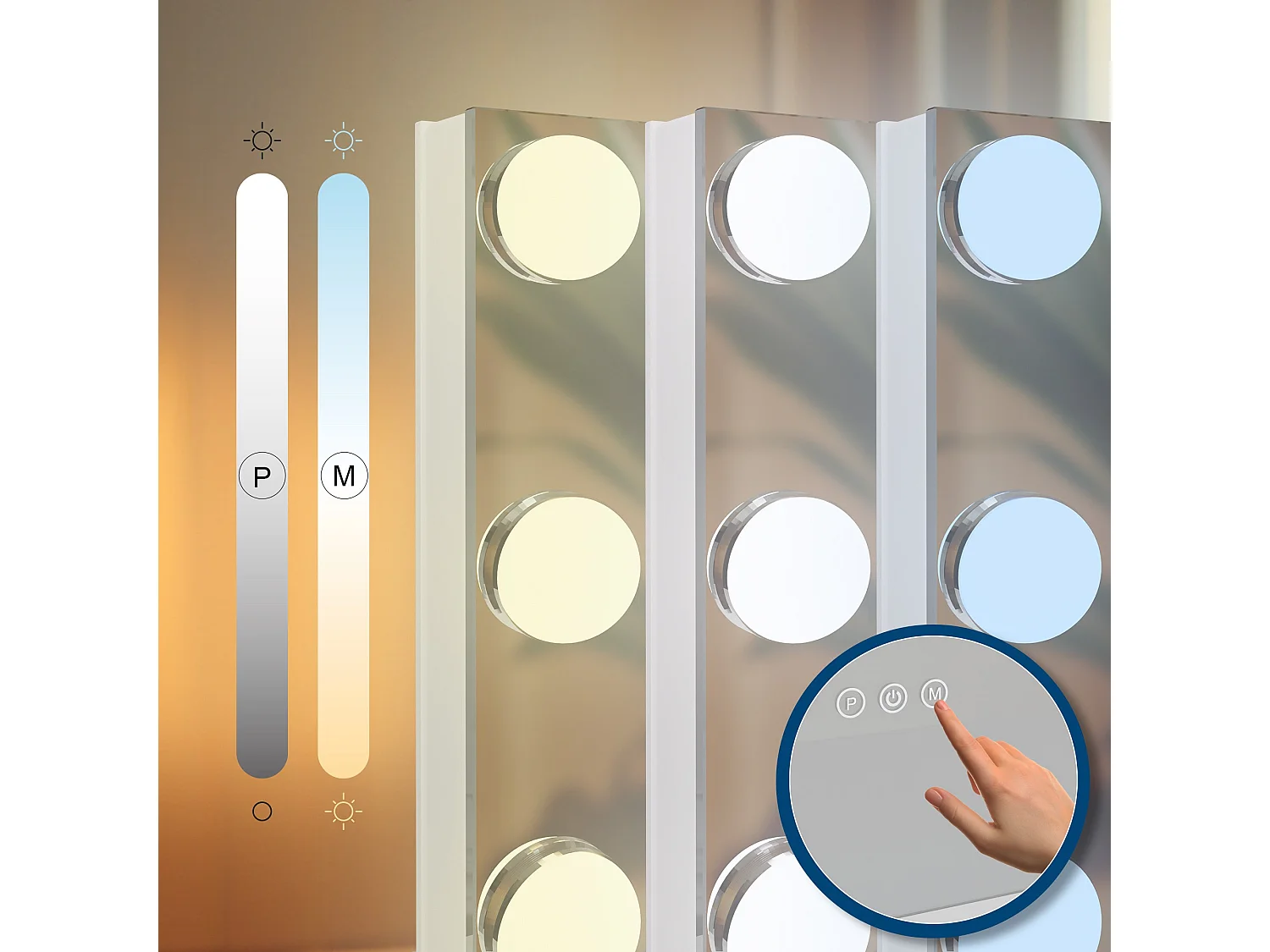 Miroir Led de Maquillage - Métal - Blanc - Norlina