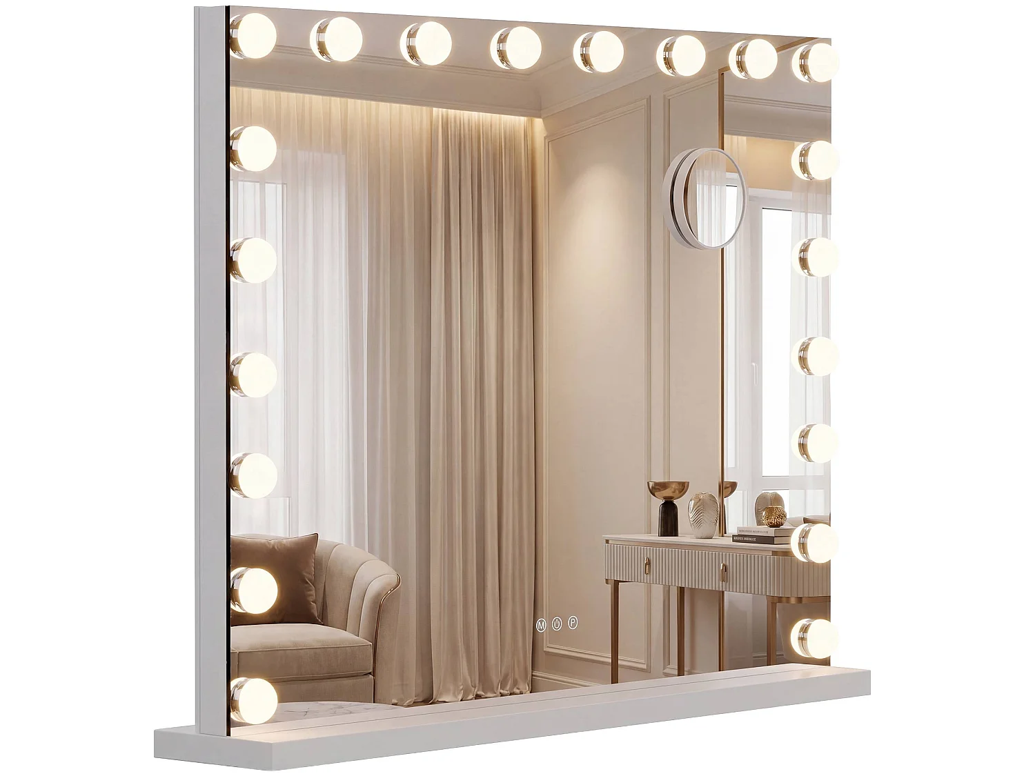 Miroir Led de Maquillage - Métal - Blanc - Norlina