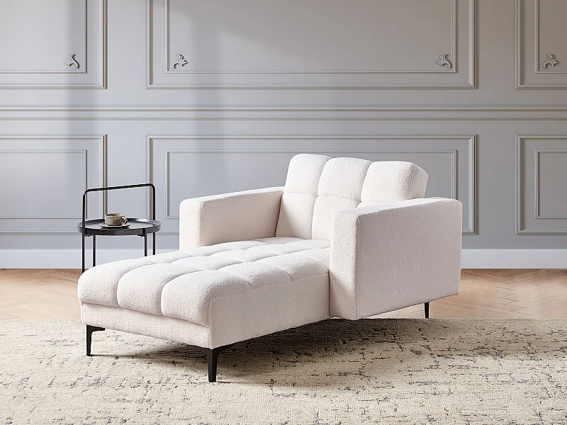 Chaise longue ALNES Bouclé Wit