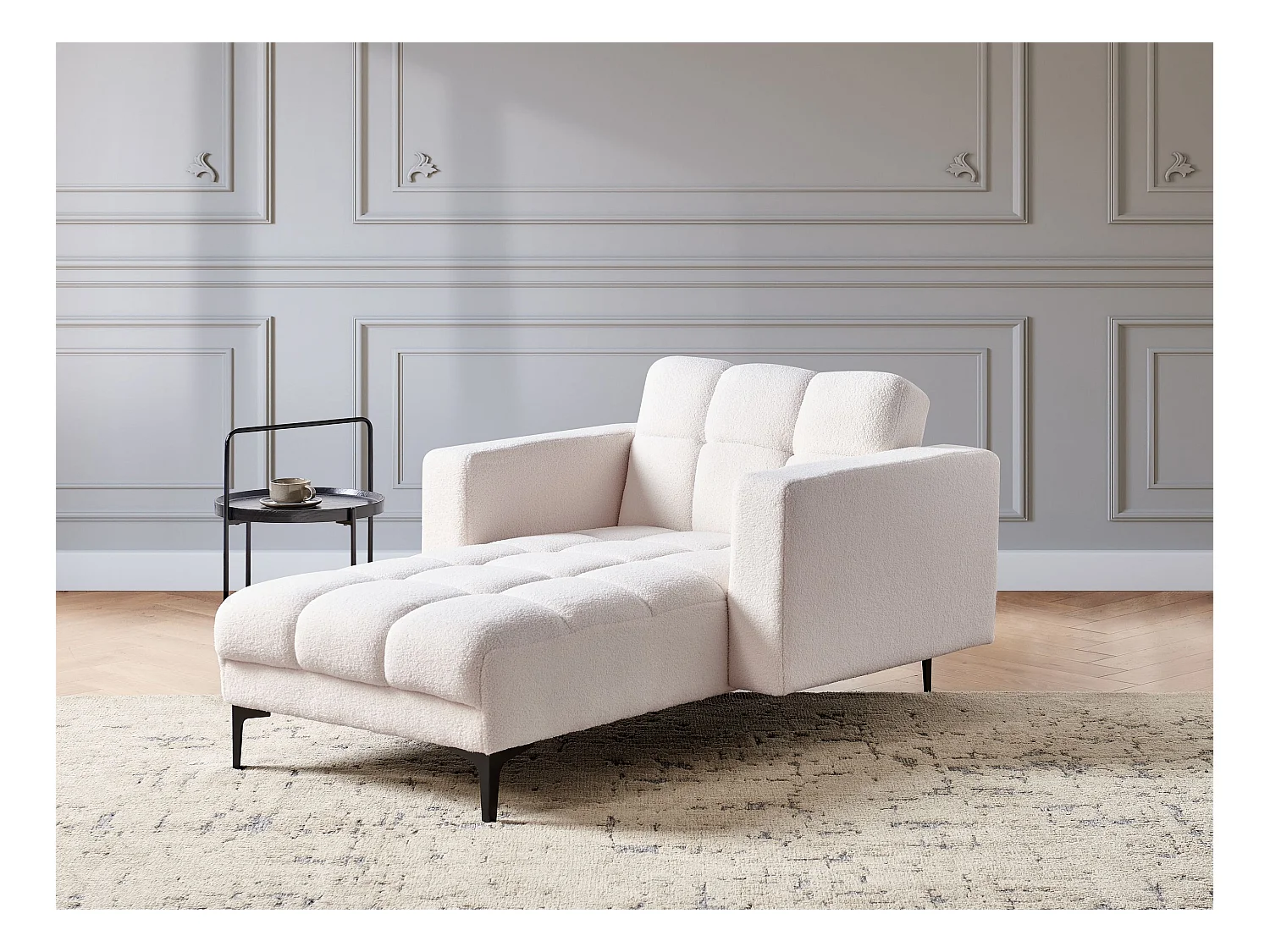 Chaise longue ALNES Bouclé Blanc