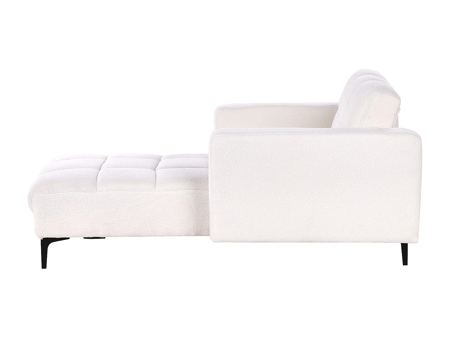 Chaiselongue Bouclé Stoff weiß gesteppt mit verstellbarer Rückenlehne Alnes