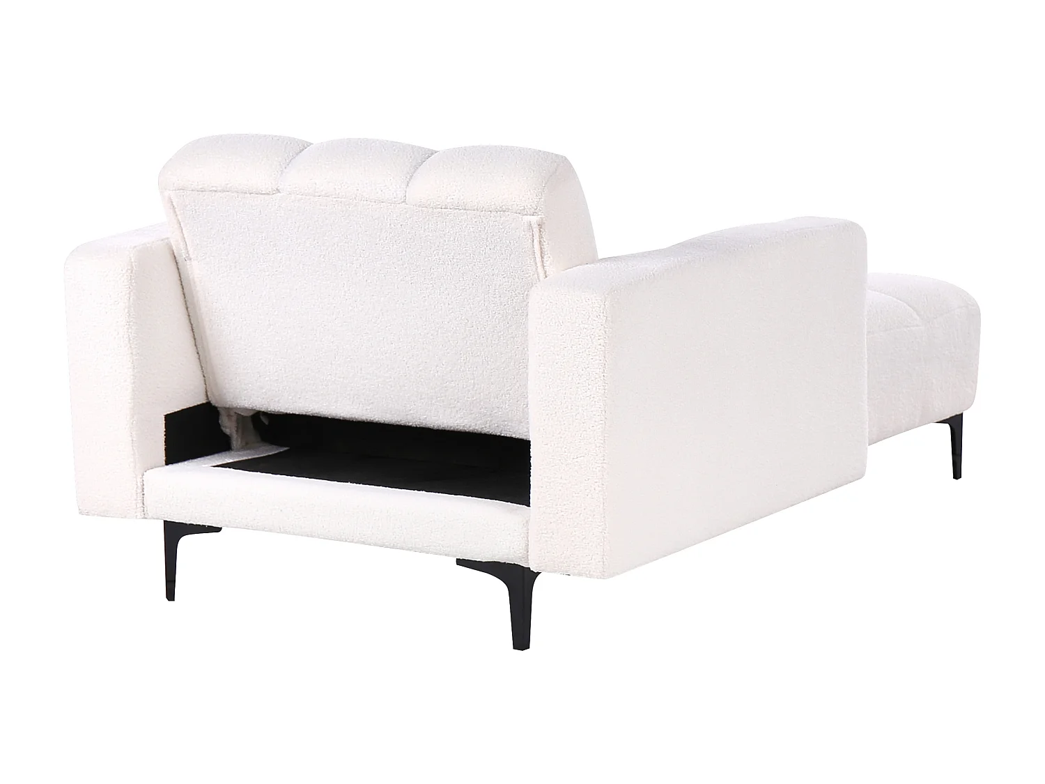 Chaiselongue Bouclé Stoff weiß gesteppt mit verstellbarer Rückenlehne Alnes