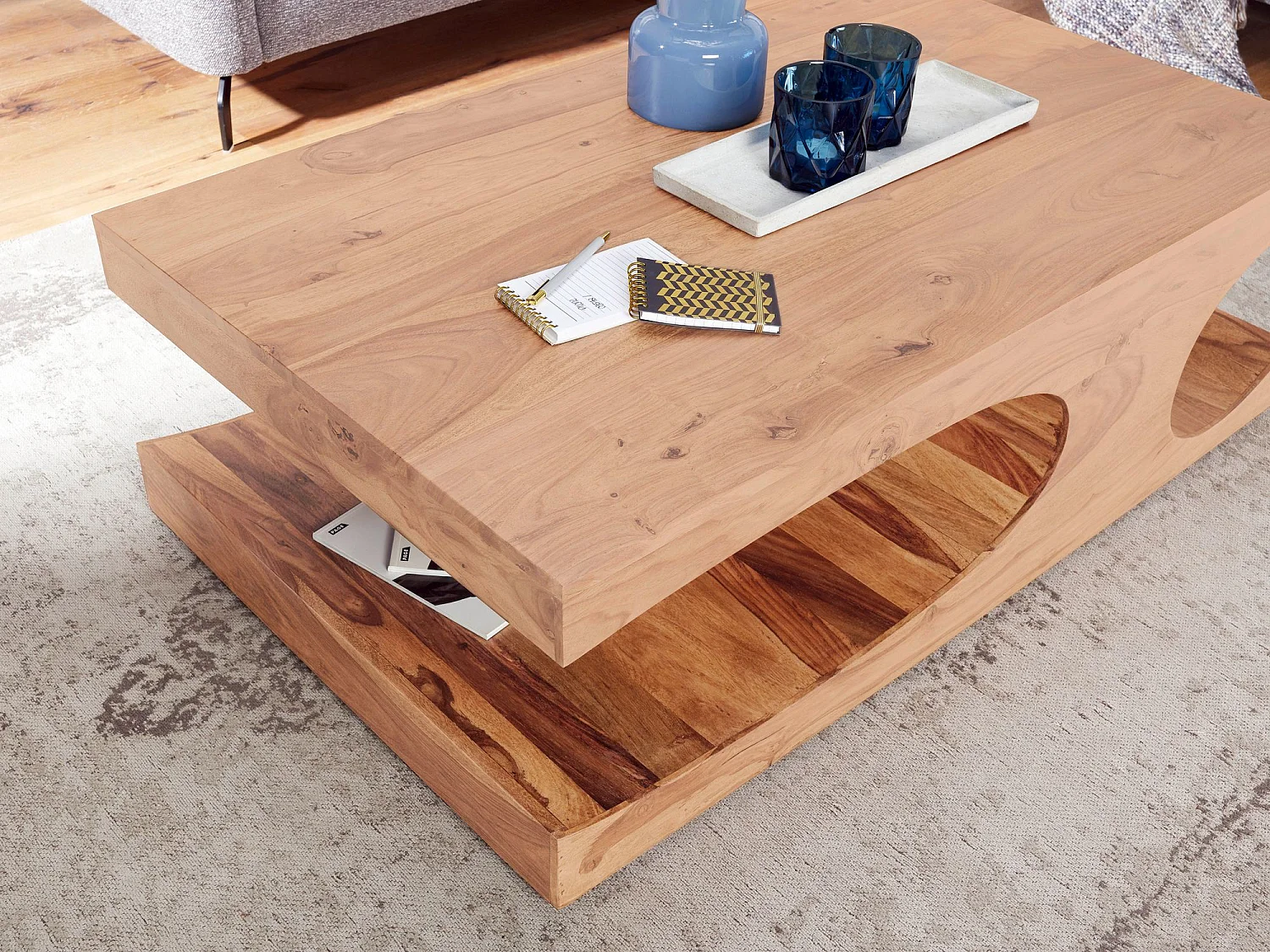 table basse en bois massif Table Acacia 118 cm de large conception de la table de salle à manger de style campagnard brun foncé