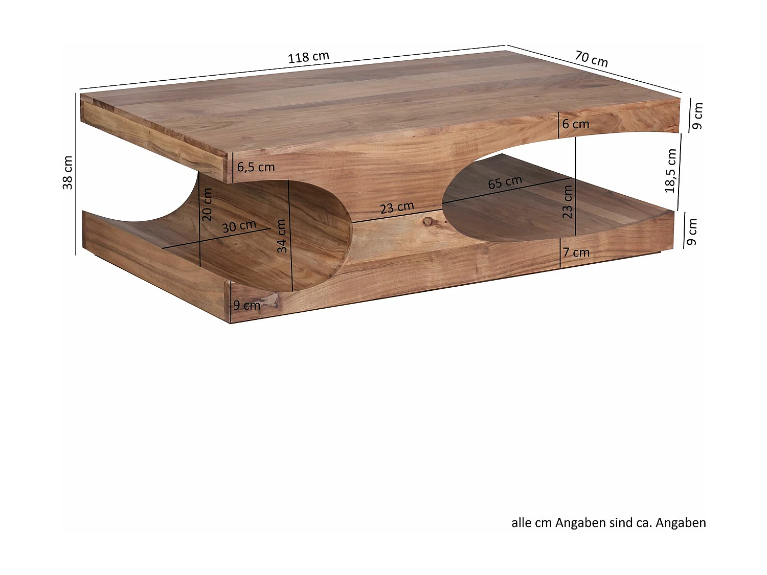 Tavolino Boha in acacia 118 cm