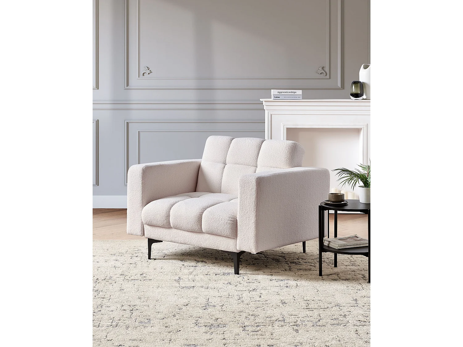 Fauteuil ALNES Bouclé Blanc