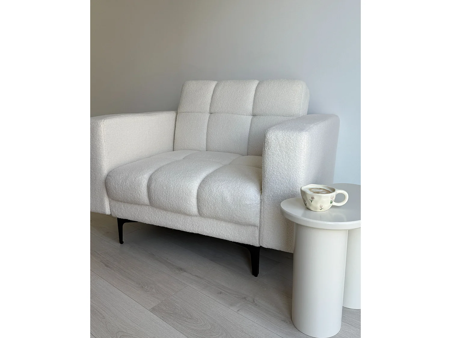 Fauteuil ALNES Bouclé Blanc