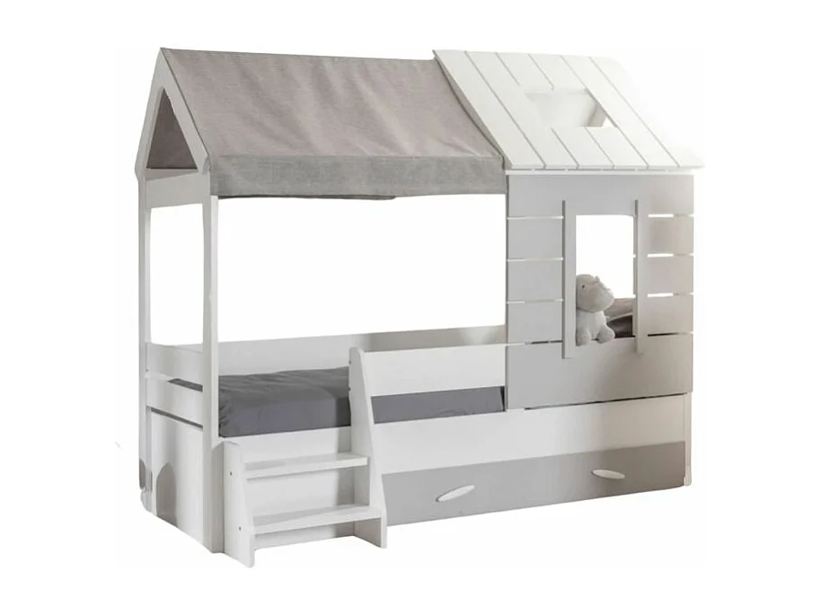 Cama casinha branca com gaveta de armazenamento 90x200cm