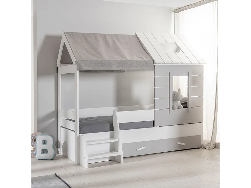 Cama casinha branca com gaveta de armazenamento 90x200cm