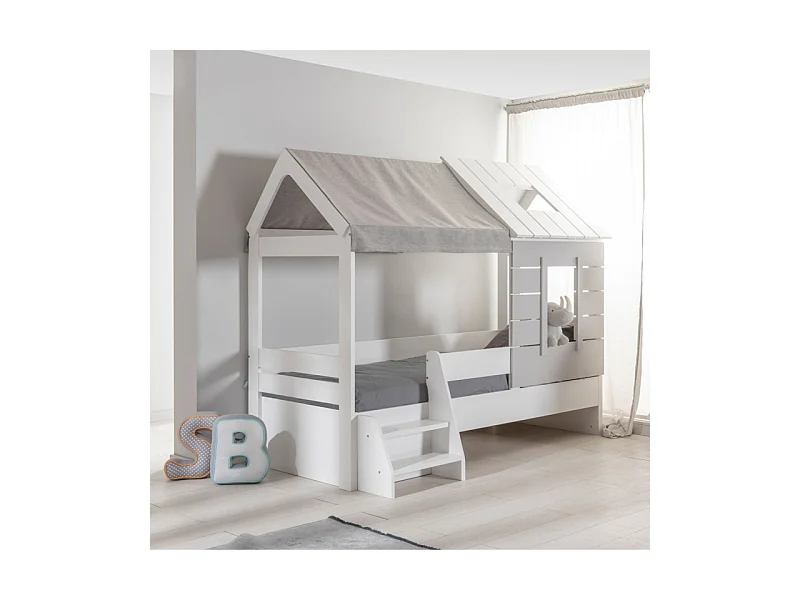 Lit cabane blanc 90x200cm