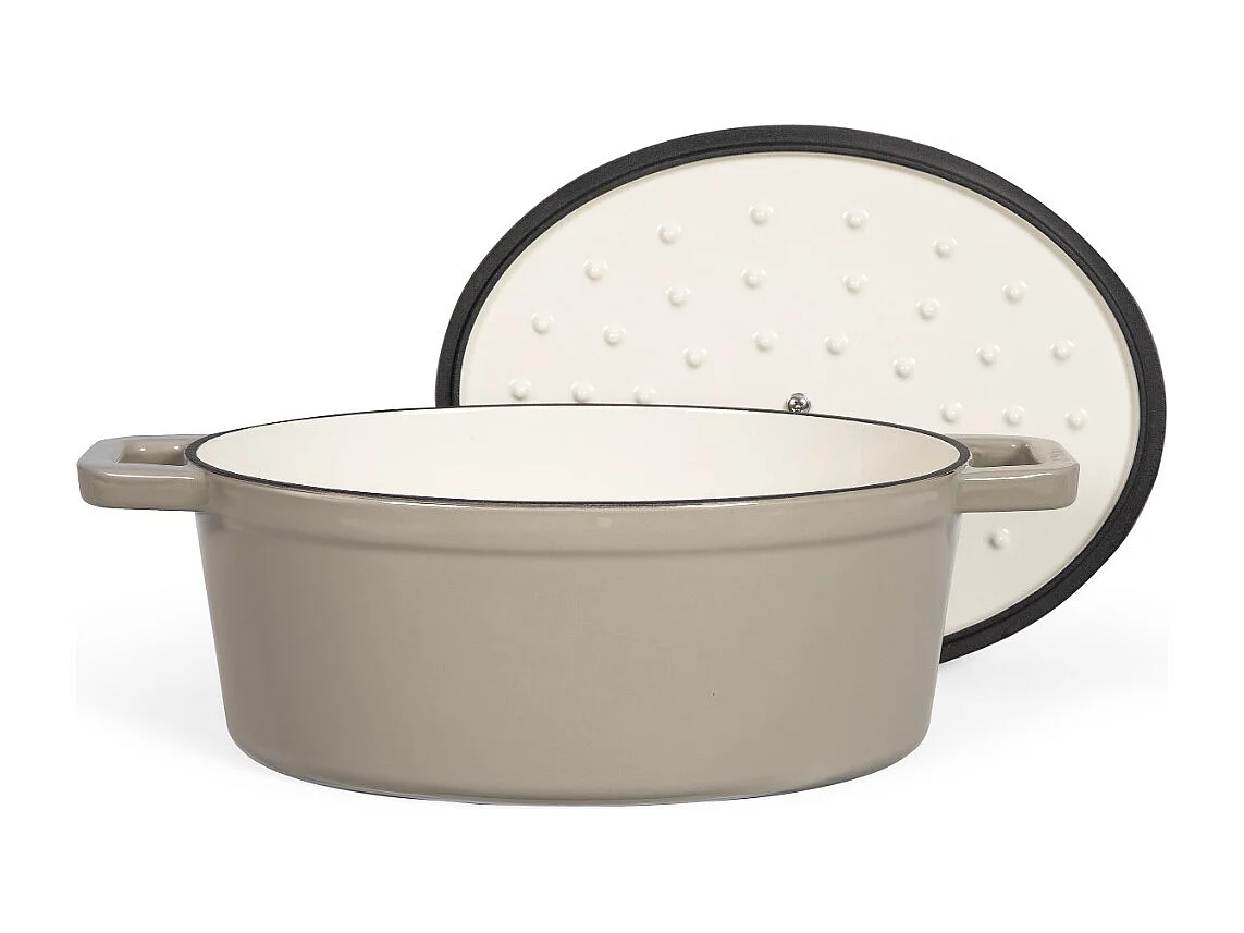 Livoo Cocotte ovale en fonte 29cm beige - MEP129G