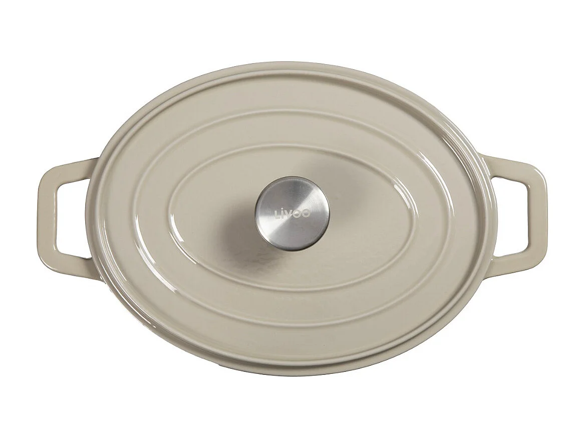 Livoo Cocotte ovale en fonte 29cm beige - MEP129G
