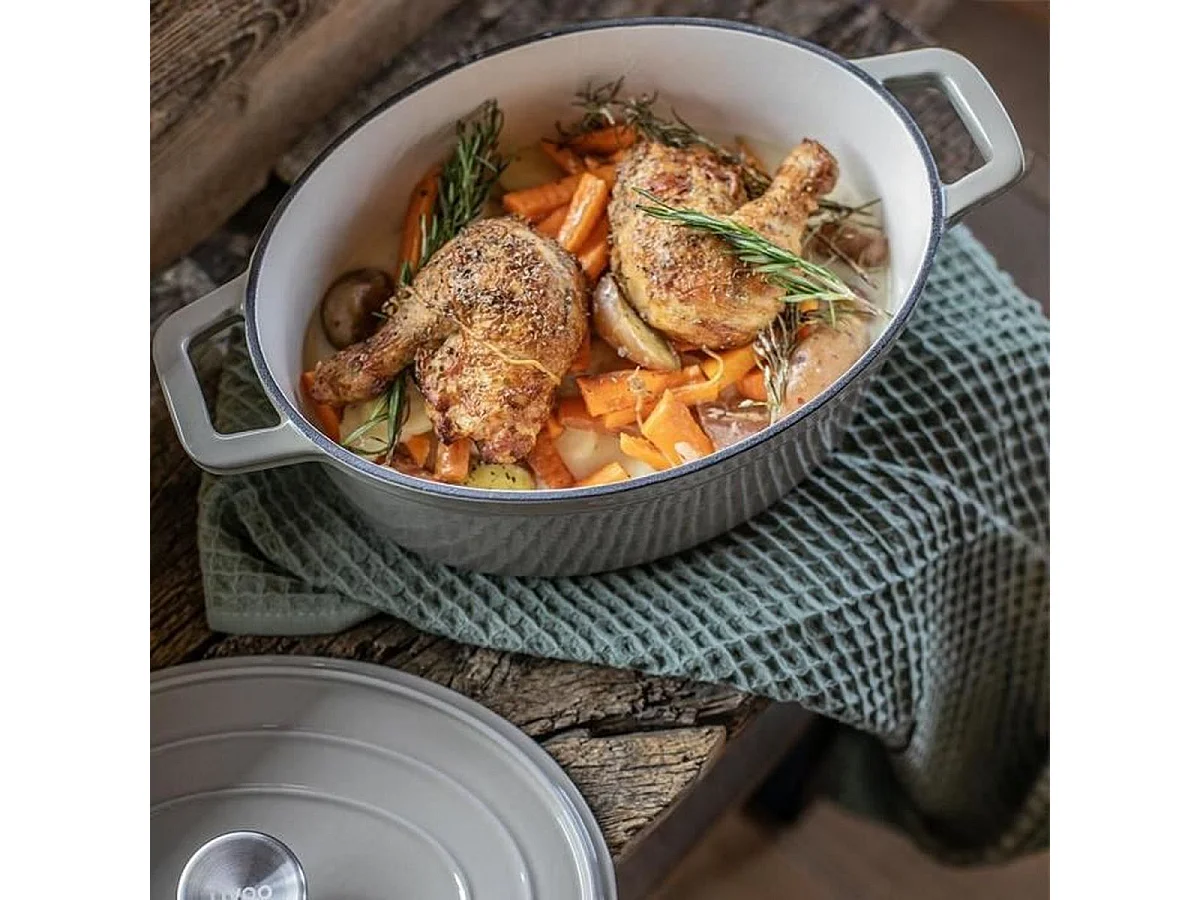 Livoo Cocotte ovale en fonte 29cm beige - MEP129G