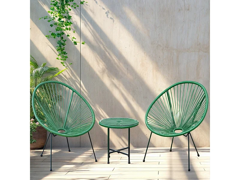 Lot de 2 Fauteuils de jardin en cordage résine - Vert - NAYA