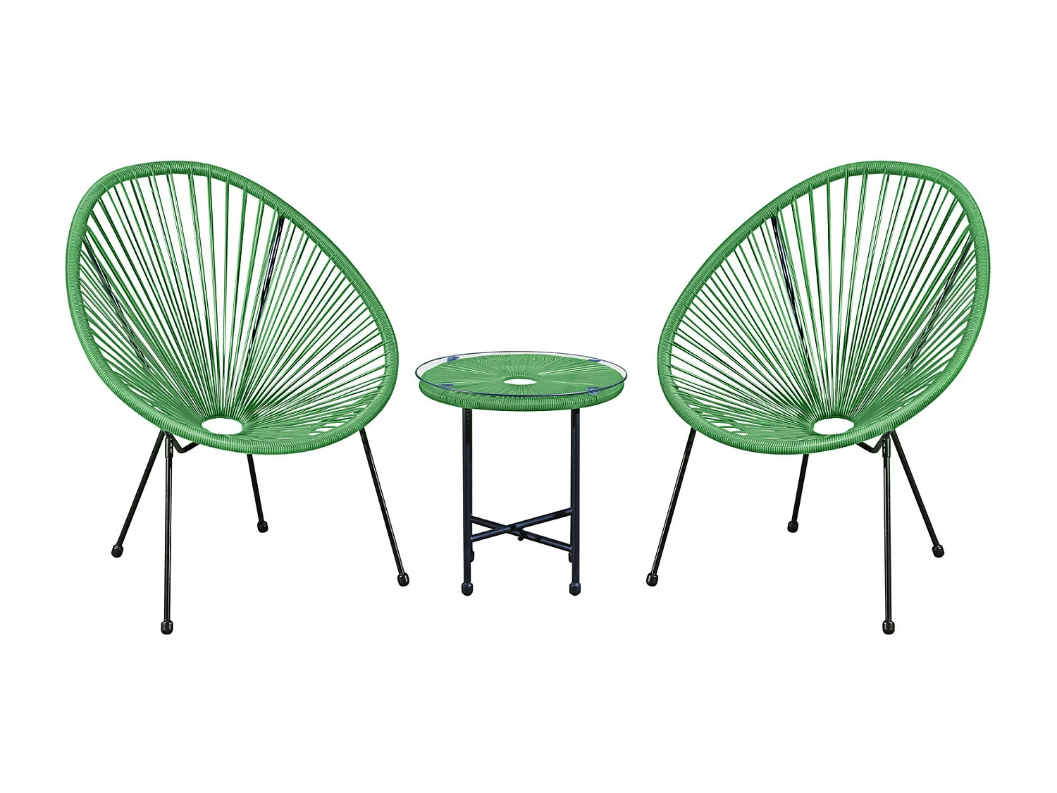 Lot de 2 Fauteuils de jardin en cordage résine - Vert - NAYA