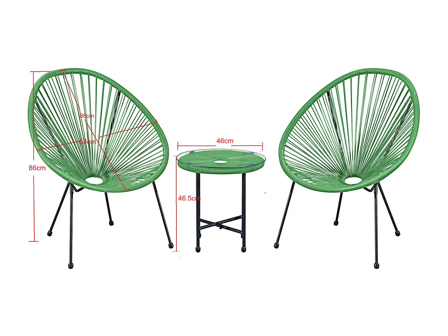 Lot de 2 Fauteuils de jardin en cordage résine - Vert - NAYA