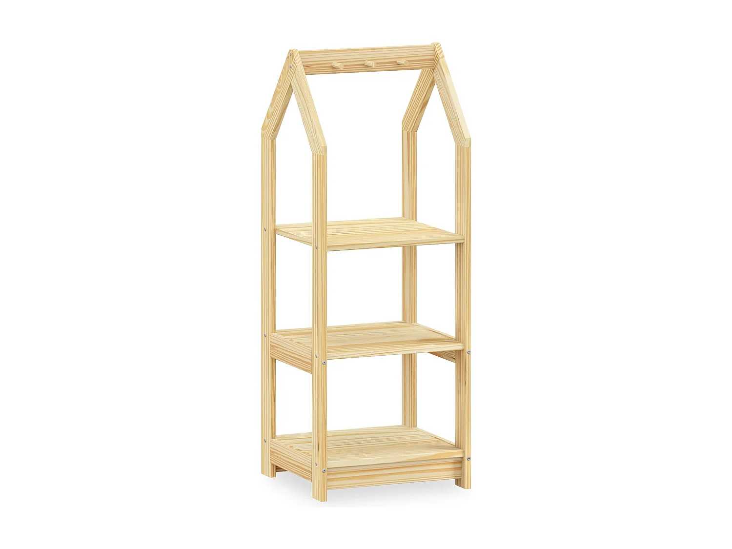 Étagère à vêtement Enfant SALLY en Pin Massif, Dressing Enfant avec Tringle à Vêtements, Penderie Enfant Montessori, Coloris naturel