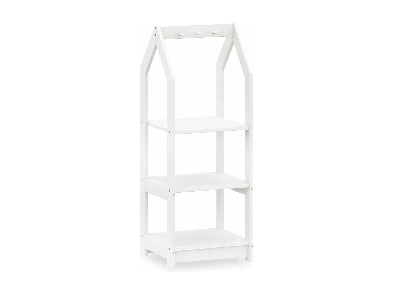 Étagère à vêtement Enfant SALLY en Pin Massif, Dressing Enfant avec Tringle à Vêtements, Penderie Enfant Montessori, Blanc