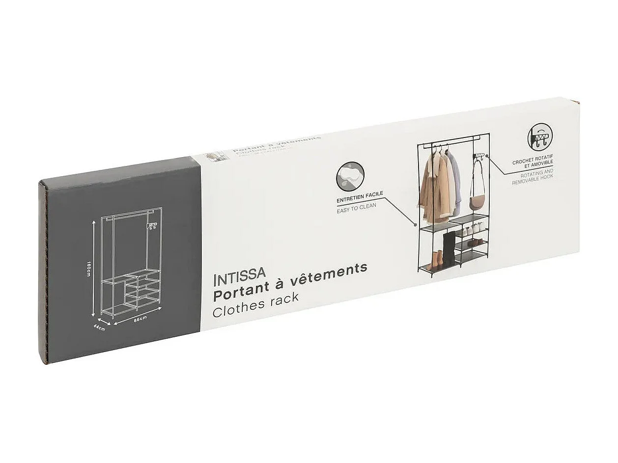 Portant à Vêtements Avec 6 Étagères "Intissa" 160cm Noir