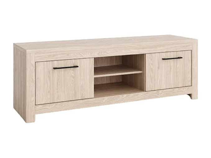 Meuble TV 2 portes 2 niches naturel clair Genève