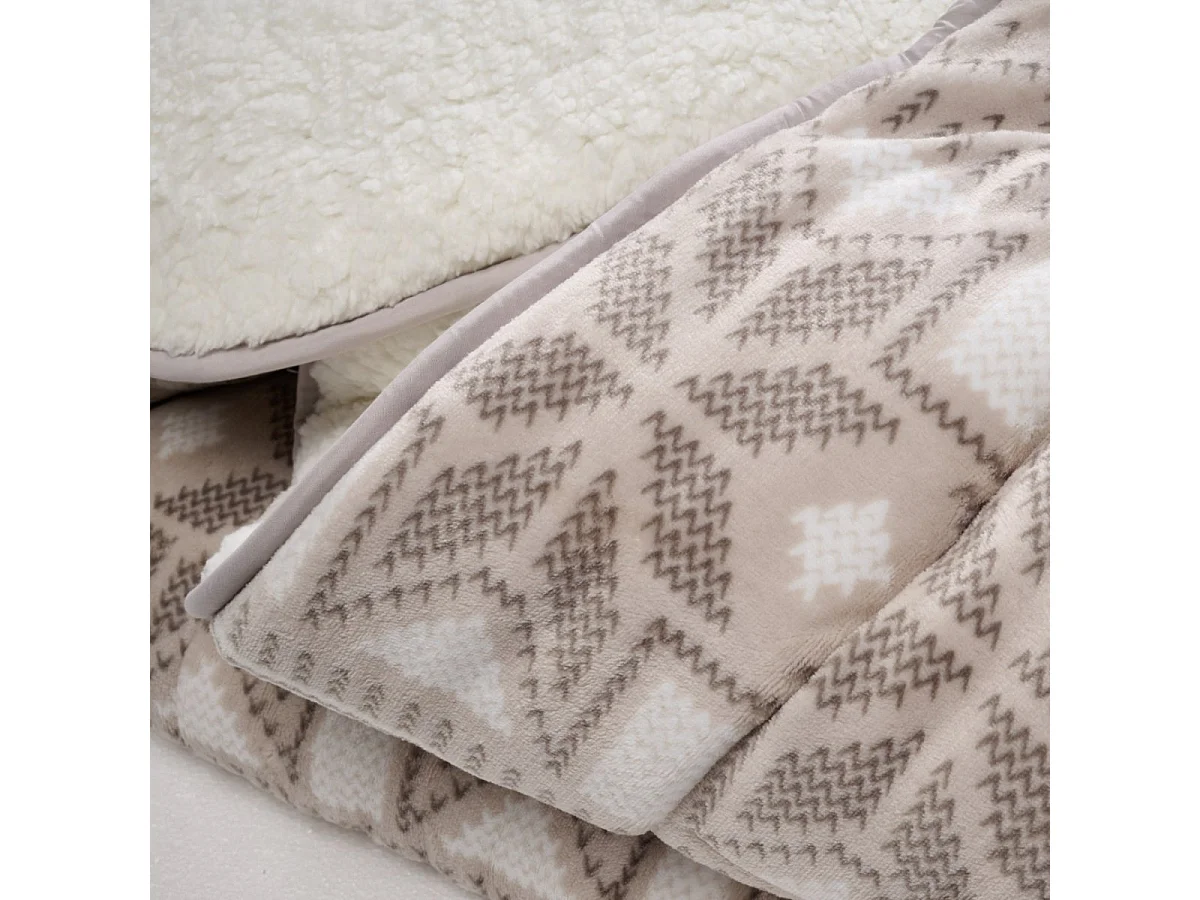 Couette imprimée sherpa polaire Chalet - Chaude 250g/m2 - 220x240cm