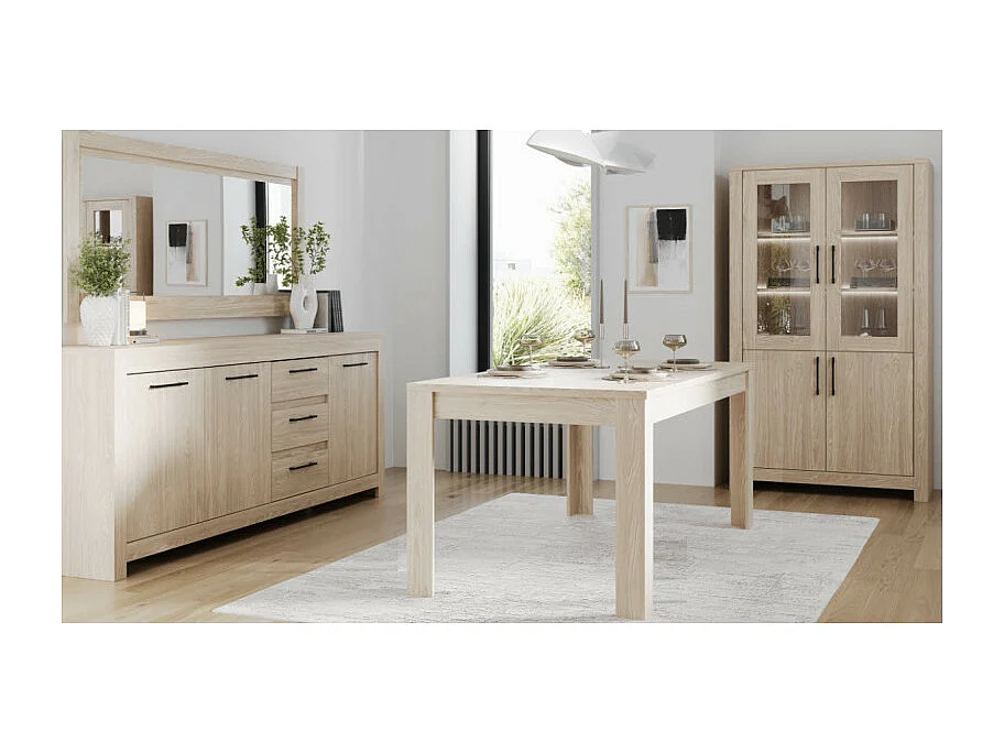 Buffet 3 portes 3 tiroirs naturel clair Genève