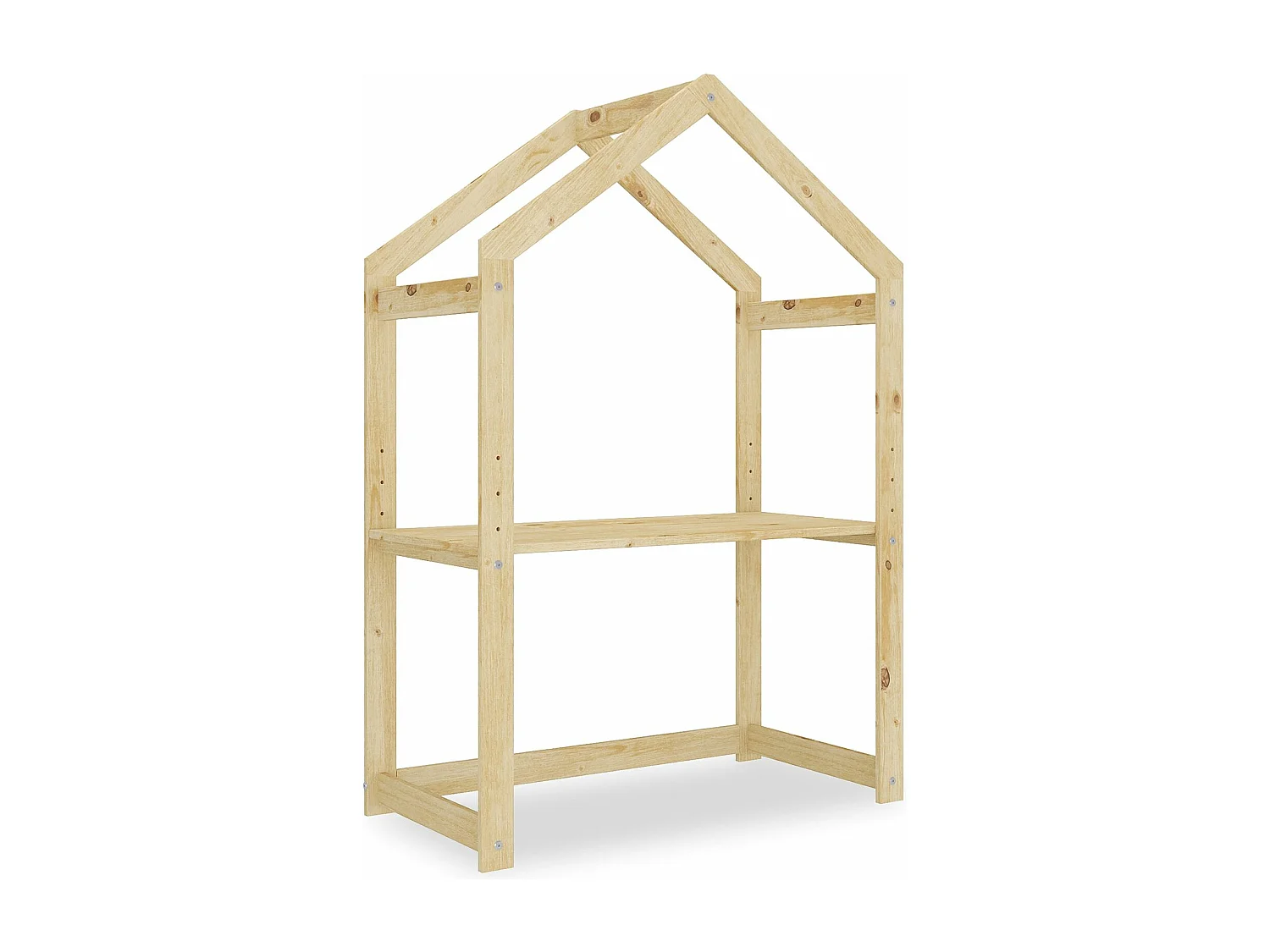 Bureau cabane enfant réglable LIA Montessori en bois massif coloris naturel, plateau évolutif en hauteur