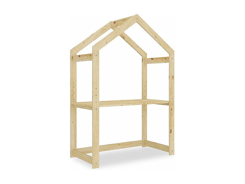 Bureau cabane enfant réglable LIA Montessori en bois massif coloris naturel, plateau évolutif en hauteur