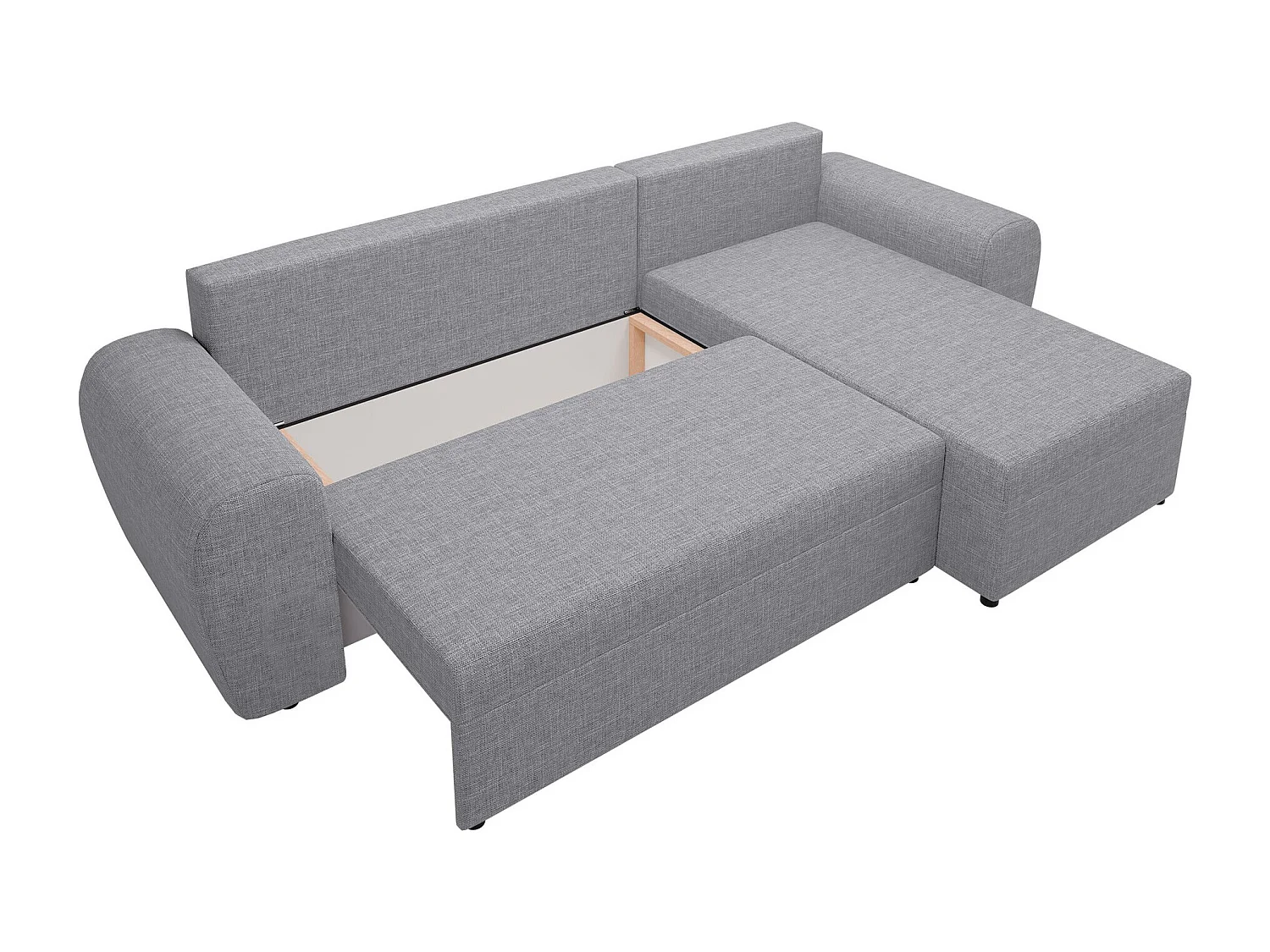 Sofá rinconero Memphis 148, Gris, Función de descanso, Almacenaje, 260x140x86cm